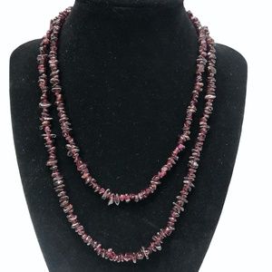 VINTAGE GARNET CHIP 36" LONG NECKLACE